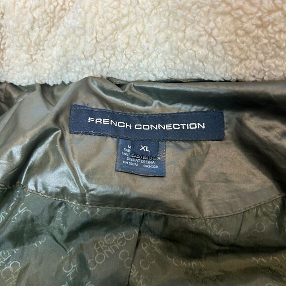 French Connection Green Sherpa Trim Puffer Coat Women's Size XL - Picture 11 of 13